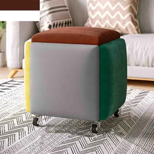 Sitzwürfel-Ottomane mit Lenkrollen, stapelbare Fußstütze für Wohnzimmer, Schlafzimmer, Esszimmer, atmungsaktives Wildleder, Wohnaccessoire von Generisch