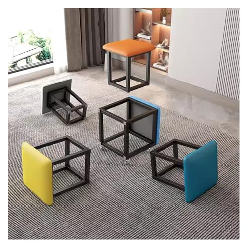 Sitzwürfel mit Lenkrollen, stapelbar Sofa Stuhl Hocker, Beweglicher Fußhocker für Wohnzimmer von Generisch