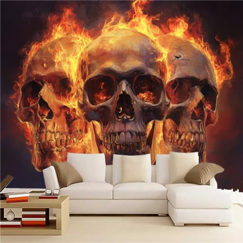 Skeleton Fototapete selbstklebend 3D Effekt Halloween Wandgemälde Tapete für Wände Schlafzimmer Wohnzimmer Schlafzimmer TV-Hintergrund Kinderzimmer Dekoration （200 x 140 cm） von Generisch