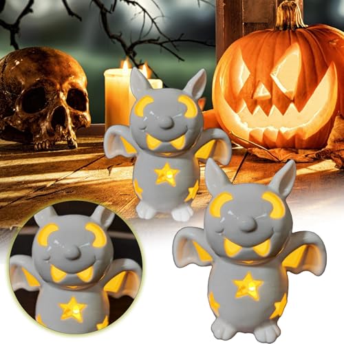 Skeletthand Kerze Keramik-Fledermaus leuchtet hell und sorgt für Atmosphäre Tisch Organizer Metall Silber (White, 11. 8X6. 3X11. 5cm) von Generisch