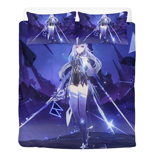 Skirk Genshin Impact 3D Effekt Kinder Bettwäsche-Set, Kopfkissenbezug 80 x 80 cm, Mikrofaser Bettbezug 135 x 200 cm,Schlafzimmerdeko Mit Reißverschluss Single bettwäsche für Erwachsene (Spielfans) von Generisch