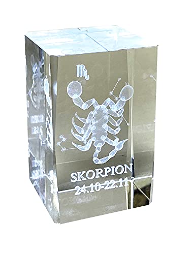 Skorpion 3D Glas Kristall Quader XL Sternzeichen im Hochformat - von WWW.Vienna-Fashion.at - Wien Österreich Austria - Setzkasten Deko Vitrine (Skorpion) von Generisch