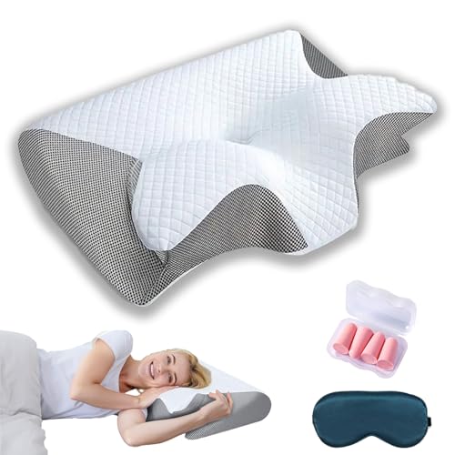 Sleep Fit Kissen Orthopädisches Design für gesunden Schlaf, Nackenkissen, Ergonomisches Kissen für Seiten-, Rücken- und Bauchschläfer, Nackenstützkissen (Grau) von Generisch