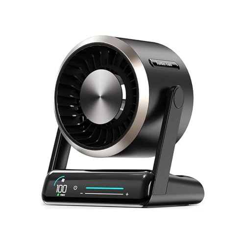 Smart Digital Display Touch Desktop Fan, 100 Speeds Digital Display Small Table Fans, Touch Control Desk Fan, 120° Tilt Hangable Quiet Desk Fans, for Office, Bedroom, Kitchen (BLACK,Plug-in) von Generisch