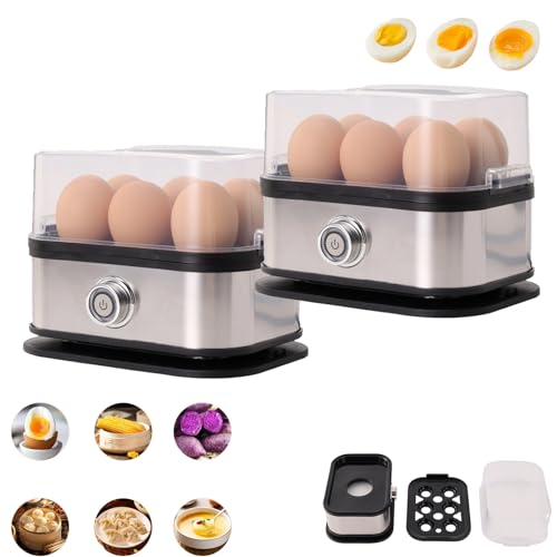 Smart Egg Cooker with Auto Shut, Effortless Egg Cooking with The Ultimate Stainless Steel Egg Cooker - 6 Egg Capacity Electric Boiler for Hard/Medium/Soft Boiled, Poached & Scrambled (2Pcs) von Generisch