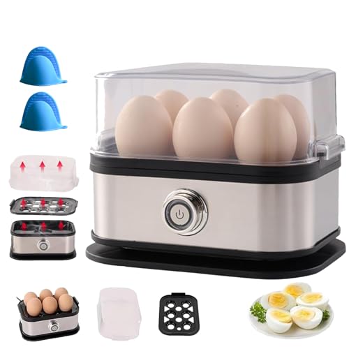 Smart Egg Cooker with Auto Shut Off, Effortless Egg Cooking with the Ultimate Stainless Steel Eggs Cooker, for Hard/Soft/Medium Boiled, Poached, Scrambled (1Pcs) von Generisch