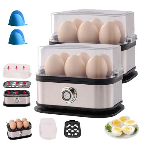 Smart Egg Cooker with Auto Shut Off, Effortless Egg Cooking with the Ultimate Stainless Steel Eggs Cooker, for Hard/Soft/Medium Boiled, Poached, Scrambled (2Pcs) von Generisch