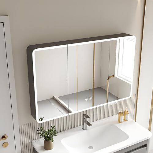 Smart LED Badezimmer Spiegelschrank mit HD Defog, Beleuchteter Schminkspiegel für platzsparende Medizin Aufbewahrung von Generisch