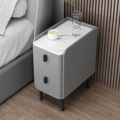 Smart LED Nachttisch mit Ladestation und Bluetooth Audio Massivholz Kleiner Nachttisch mit Zwei Schubladen Multifunktional und Einfaches Design 30cm Breit Hellgrau Smart LED Nachttisch mit Ladestation und Bluetooth Audio Massivholz Kleiner Nachttisch mit Zwei Schubladen Multifunktional und Einfaches Design 30cm Breit Hellgrau von Generisch