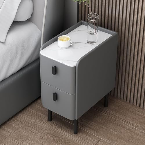 Smart LED Nachttisch mit Ladestation und Bluetooth Audio Multifunktionaler Nachttisch aus Holz mit Zwei Schubladen Kleines und Schlichtes Design Dunkelgrau 25cm Breit Smart LED Nachttisch mit Ladestation und Bluetooth Audio Multifunktionaler Nachttisch aus Holz mit Zwei Schubladen Kleines und Schlichtes Design Dunkelgrau 25cm Breit von Generisch