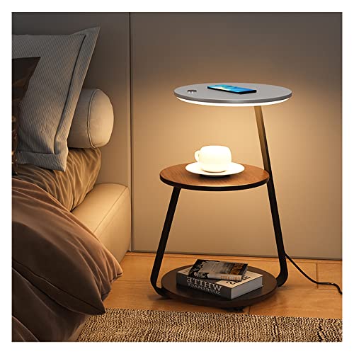 Smart LED Nachttisch mit kabellosem Laden - Moderner Nachttisch mit einstellbarer Beleuchtung und offenem Stauraum für Schlafzimmer von Generisch