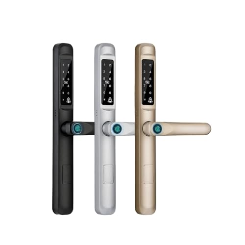 Smart Lock WiFi Fingerabdruck Keyless Entry 92/85 mm wasserdichtes elektronisches Türschloss mit Karten- und App-Steuerung für Aluminium/Glas-Schiebetüren (schwarz) von Generisch