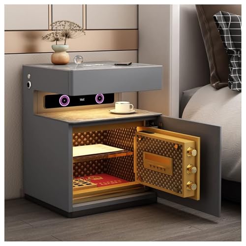 Smart Nachttisch Nachttisch Safe mit integriertem Schrank - Intelligentes wiederaufladbares multifunktionales modernes Design von Generisch
