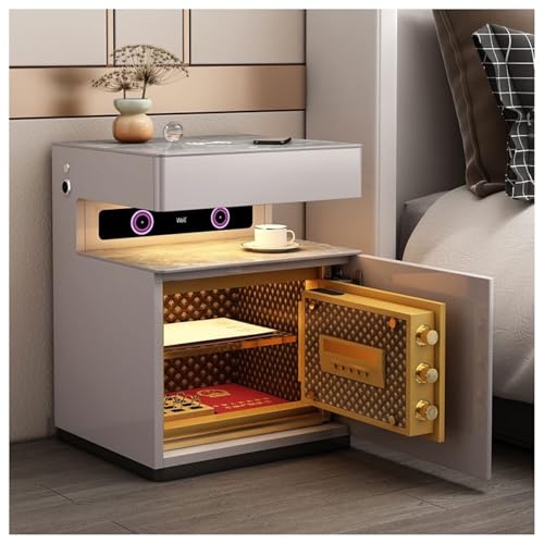 Smart Nachttisch Safe mit integriertem Schrank - Intelligentes wiederaufladbares multifunktionales modernes Design von Generisch