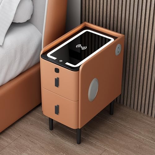 Smart Nachttisch mit Ladestation, LED-Lichtern, Fingerabdrucksperre, Lautsprecher, USB-Anschluss, Metallfüße, kompakter Nachttisch Smart Nachttisch mit Ladestation, LED-Lichtern, Fingerabdrucksperre, Lautsprecher, USB-Anschluss, Metallfüße, kompakter Nachttisch von Generisch
