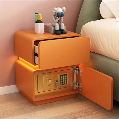 Smart Nachttisch mit Schubladen und verstecktem Safe, LED Einstellbare Helligkeit Nachttisch für Schlafzimmer und Büro, modernes Design von Generisch