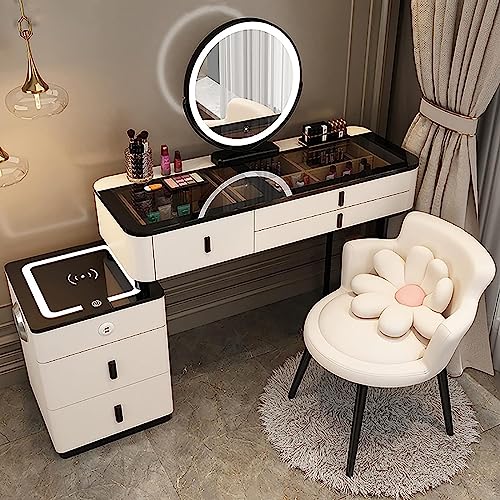 Smart Vanity Desk with Touch Screen Dimming Mirror, Bluetooth Speaker & Wireless Charging - Modern Dressing Table for Makeup & Beauty Essentials Smart Vanity Desk with Touch Screen Dimming Mirror, Bluetooth Speaker & Wireless Charging - Modern Dressing Table for Makeup & Beauty Essentials von Generisch