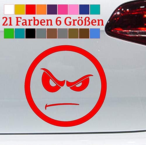 Smiley Aufkleber Böse Emoji lustig JDM Sticker Bad Guy Shocker Fun Decal Kleber in 6 Größen und 21 Farben von Generisch