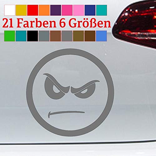 Smiley Aufkleber Böse Emoji lustig JDM Sticker Bad Guy Shocker Fun Decal Kleber in 6 Größen und 21 Farben von Generisch