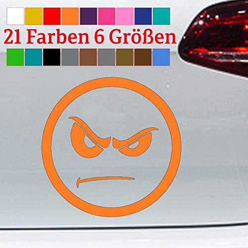 Smiley Aufkleber Böse Emoji lustig JDM Sticker Bad Guy Shocker Fun Decal Kleber in 6 Größen und 21 Farben von Generisch