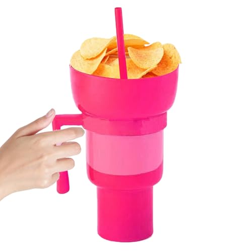 Snack- und Trinkbecher-Kombination, 2-in-1-Getränkebecher mit Griff und Strohhalm, auslaufsicher, wiederverwendbar, für Filmabend, Picknick, Theater, Zuhause, Stadion, Reisen, Outdoor, Restaurant Snack- und Trinkbecher-Kombination, 2-in-1-Getränkebecher mit Griff und Strohhalm, auslaufsicher, wiederverwendbar, für Filmabend, Picknick, Theater, Zuhause, Stadion, Reisen, Outdoor, Restaurant von Generisch