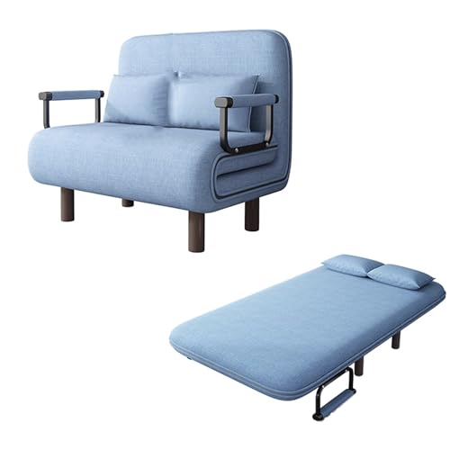 Sofa Baumwolle und Leinenstoff Gästebett Faltbar 5-fach verstellbare Rückenlehne Ergonomie Massivholzbeine Cabrio Schlafsofa für Wohnzimmer, Schlafzimmer von Generisch