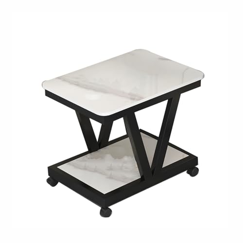 Sofa-Beistelltisch, Sofa-Beistelltisch mit Rollen, Doppellagiges Regal, geeignet for Schlafzimmer, Wohnzimmer, Arbeitszimmer(4,50x30cm) von Generisch