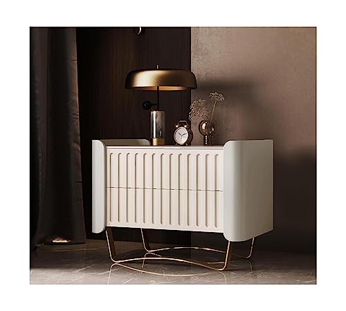 Sofa-Beistelltisch mit 2 Schubladen, minimalistischer Nachttisch mit Marmorplatte, bogenförmige Metallfüße, Leder-Beistelltisch Sofa-Beistelltisch mit 2 Schubladen, minimalistischer Nachttisch mit Marmorplatte, bogenförmige Metallfüße, Leder-Beistelltisch von Generisch
