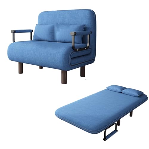 Sofa Cama para Sala Moderno Gästebett aus Baumwolle und Leinenstoff, faltbar, 5-fach verstellbare Rückenlehne, Ergonomie, Massivholzbeine, wandelbares Schlafsofa für Wohnzimmer, Schlafzimmer (Grau von Generisch