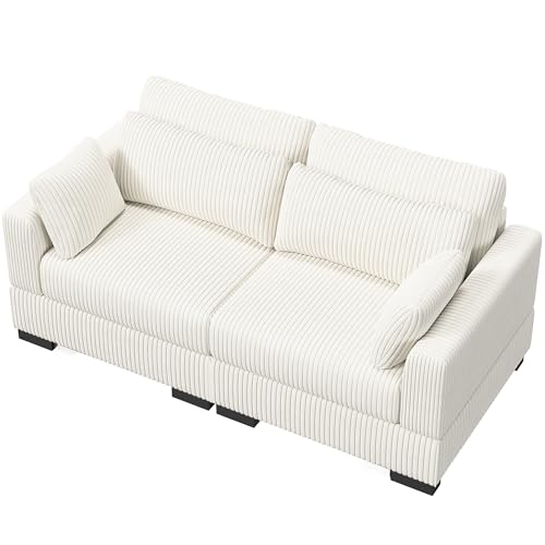 Sofa-Kombination 2 Sitzer Schlafsofa mit Kissen, Schlafcouch, Bettcouch, ecksofa, Couch, fürs Wohnzimmer Schlafzimmer Heimkino Gästezimmer, Kordsamt, Beige von Generisch