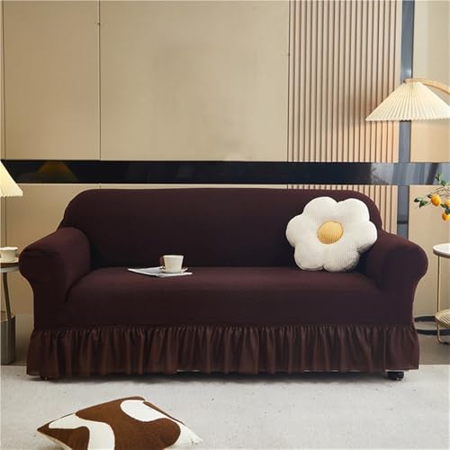 Sofa-Schonbezüge mit Rüschen, dehnbar, waschbar, Couchüberzüge für 4-Sitzer, Zweisitzer und Sessel, einfache Passform, Möbelschutz im Landhausstil, Braun 235 x 300 cm Sofa-Schonbezüge mit Rüschen, dehnbar, waschbar, Couchüberzüge für 4-Sitzer, Zweisitzer und Sessel, einfache Passform, Möbelschutz im Landhausstil, Braun 235 x 300 cm von Generisch