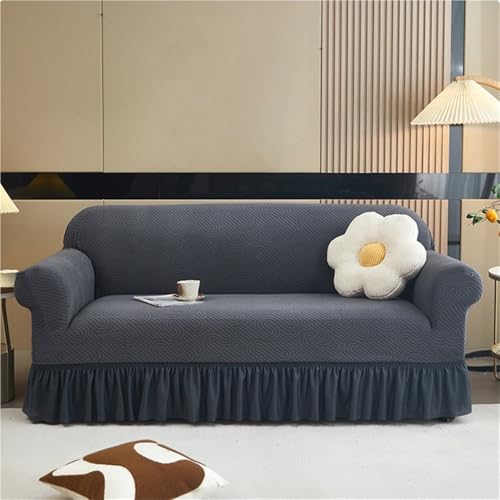 Sofa-Schonbezüge mit Rüschenrock, dehnbar, Couchüberzüge für 3-Sitzer, einfache Passform, waschbar, Möbelschutz, Landhausstil, Sessel und Zweisitzer, Dunkelgrau, 190 x 230 cm Sofa-Schonbezüge mit Rüschenrock, dehnbar, Couchüberzüge für 3-Sitzer, einfache Passform, waschbar, Möbelschutz, Landhausstil, Sessel und Zweisitzer, Dunkelgrau, 190 x 230 cm von Generisch