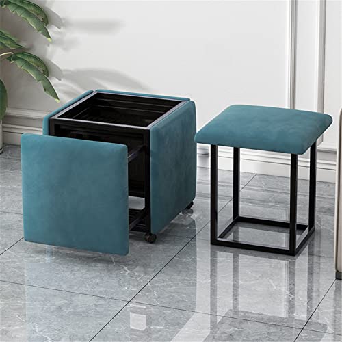 Sofa Stuhl Hocker Ottomane Bank 5 in 1 Sitzwürfel mit Rollen Atmungsaktive Wildleder Fußstütze Blau Sofa Stuhl Hocker Ottomane Bank 5 in 1 Sitzwürfel mit Rollen Atmungsaktive Wildleder Fußstütze Blau von Generisch