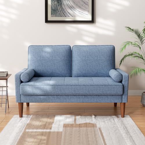 Sofa mit Federkissen, kleine 2-Sitzer-Couch mit Armlehnen für Wohnzimmer und Schlafzimmer, moderner Liebessitz in Beige, bequemes Design, ideal für Büro von Generisch