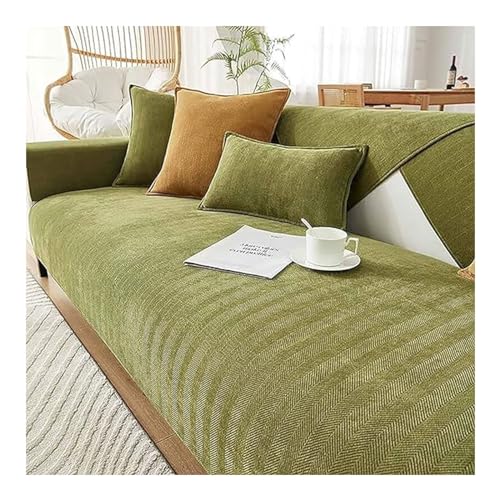 Sofabezug, rutschfest, Couchschutz, Möbelbezug für 14-Sitzer, Plüsch-Samt, Couch-Schonbezug für Ecksofas, Grün, 110 x 180 cm, langlebig und stilvoll von Generisch
