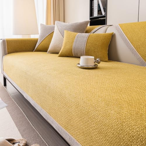 Sofabezug Antirutsch Baumwolle Leinen Atmungsaktiv Modernes Design Möbelschutz für Wohnzimmer Waschbar 90x180cm Gelb Anlässe Sofabezug Antirutsch Baumwolle Leinen Atmungsaktiv Modernes Design Möbelschutz für Wohnzimmer Waschbar 90x180cm Gelb Anlässe von Generisch
