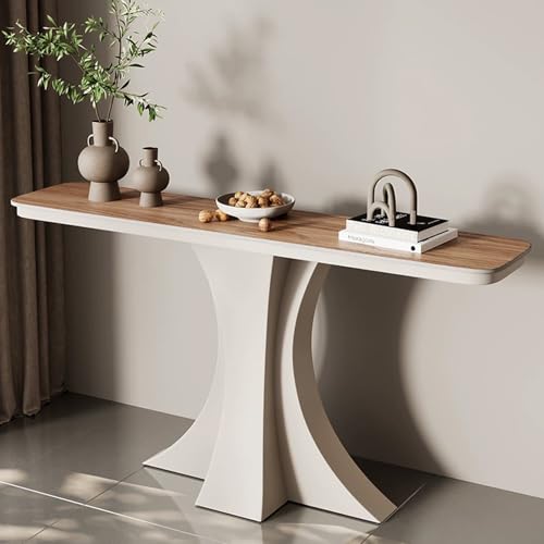 Sofatisch für den Eingangsbereich, 150 cm, weißer Tisch mit Metallsockel, ideal für Wohnzimmer- oder Flurdekoration von Generisch