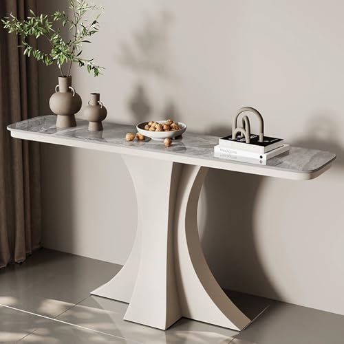 Sofatisch für den Eingangsbereich, 150 cm, weißer Tisch mit Metallsockel, ideal für Wohnzimmer- oder Flurdekoration von Generisch