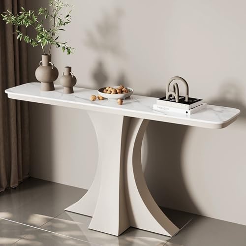 Sofatisch für den Eingangsbereich, 150 cm, weißer Tisch mit Metallsockel, ideal für Wohnzimmer- oder Flurdekoration von Generisch