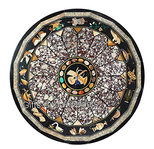 Sofatischplatte im antiken Design, Marmor-Esstischplatte, 122,9 x 121,9 cm, handgefertigter Mitteltisch für Zuhause, mehrfarbiger Stein, Bürotischplatte Sofatischplatte im antiken Design, Marmor-Esstischplatte, 122,9 x 121,9 cm, handgefertigter Mitteltisch für Zuhause, mehrfarbiger Stein, Bürotischplatte von Generisch