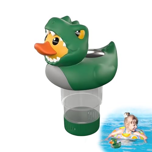 Solar Duck Chlorinator - Schwimmbäder Chlortabletten Halter, Dinosaurier Ente Form Chlor Spender, Pool Chlor Floater, leuchtet automatisch in der Nacht, für Pools Spa von Generisch