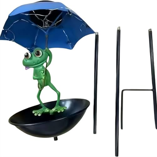 Solar Frosch Vogelfutterstation - IP44 Solar-Gartenleuchte mit Kolibri-Futterspender, Eichhörnchensicher Outdoor Hof Dekor, Wetterfestes LED-Licht für Hinterhof, Terrasse von Generisch