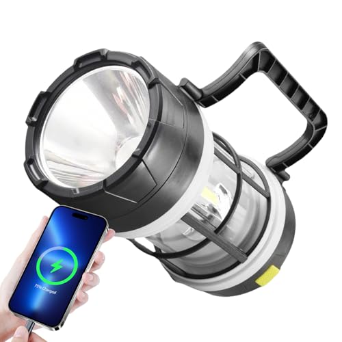 Solar Power Taschenlampe-ABS, PC 360-Grad E Strobe Taschenlampe | Lange anhaltende wiederaufladbare Taschenlampe | -Torch ideal für Camping-, Not-, Wandern- und Outdoor -Abenteuer von Generisch