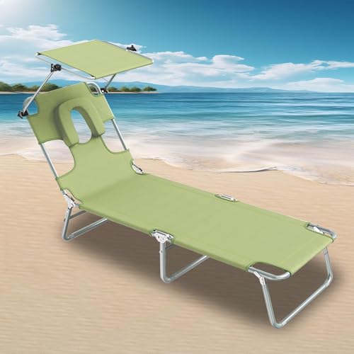 Sonnenliege mit Gesichtsöffnung, Faltbarer Strandstuhl mit Verstellbarer Rückenlehne, for Strand, Pool, Terrasse, Sonnenbaden, Camping von Generisch
