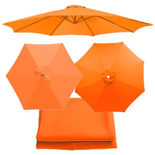 Sonnenschirm Ersatz Baldachin 6/8 Streben, UV50+, Wasserdicht, Sonnenschirmbezug Ersatzbezug, Sonnenschirm-Stoffbezug, Ersatzbespannung(Orange,9.8ft (300cm)/6 arms) von Generisch