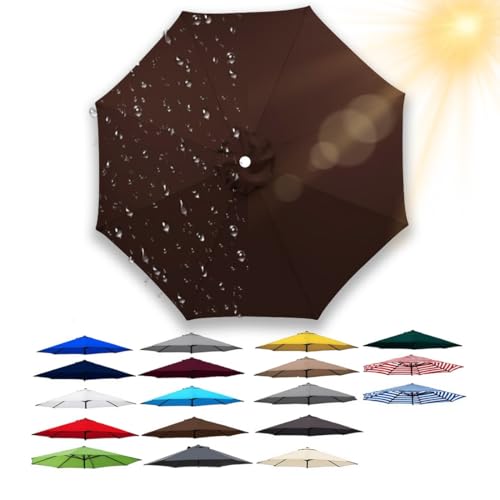 Sonnenschirm Ersatz Baldachin Abdeckung, 2.5m 3.0m 4.0m 6/8 Rippen, Rund Regenschirm Ersatzbezug für Terrasse, Pool, Strand, Nur Vordach, Wasserdicht, leicht(Kaffee,6 Streben 230cm) von Generisch
