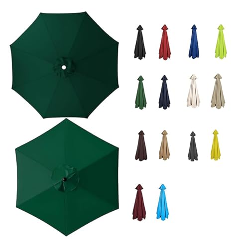 Sonnenschirm Ersatz mit 6/8 Rippen Anti-Ultraviolett Baldachin Abdeckung Dicker und Starker Outdoor Regenschirm Ersatz Stoff für Garten, Terrasse 2.0m 2.3m 2.7m 3.0m(Dunkelgrün,3.5M/6RIBS) von Generisch