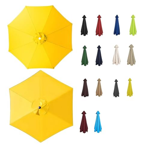 Sonnenschirm Ersatz mit 6/8 Rippen Anti-Ultraviolett Baldachin Abdeckung Dicker und Starker Outdoor Regenschirm Ersatz Stoff für Garten, Terrasse 2.0m 2.3m 2.7m 3.0m(Gelb,2.0M/6RIBS) von Generisch