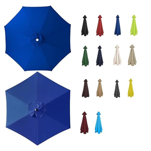 Sonnenschirm Ersatz mit 6/8 Rippen Anti-Ultraviolett Baldachin Abdeckung Dicker und Starker Outdoor Regenschirm Ersatz Stoff für Garten, Terrasse 2.0m 2.3m 2.7m 3.0m(Königsblau,2.7M/6RIBS) von Generisch