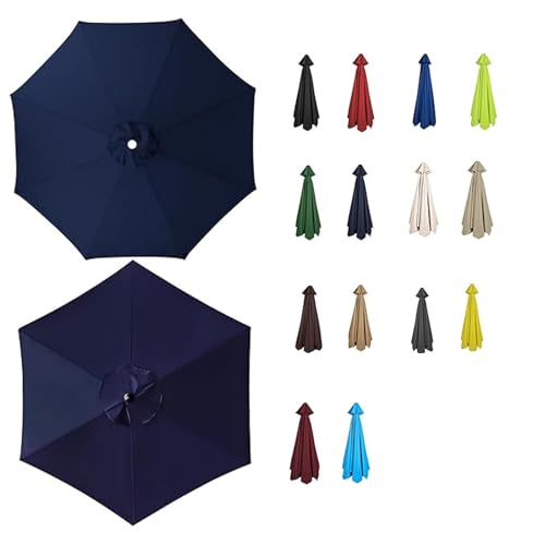Sonnenschirm Ersatz mit 6/8 Rippen Anti-Ultraviolett Baldachin Abdeckung Dicker und Starker Outdoor Regenschirm Ersatz Stoff für Garten, Terrasse 2.0m 2.3m 2.7m 3.0m(Navy,3.0M/8RIBS) von Generisch
